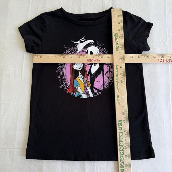 +Girl's Disney Nightmare Before Christmas Shirt Jack Sally Xmas Black Sz L 10/12 - Picture 2 of 4